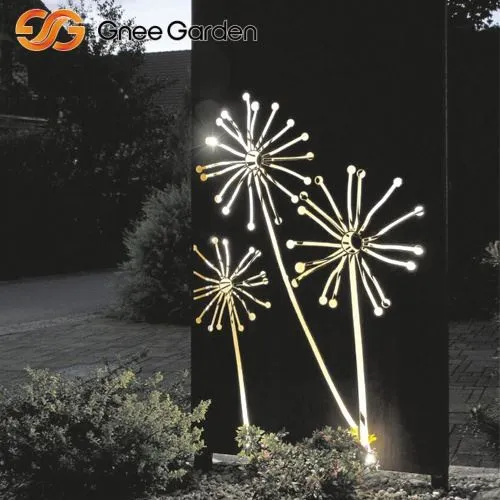 タンポポパターンのコルテンスチールアウトドアプライバシースクリーン