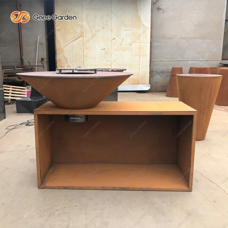 コールテン スチール アウトドア クッキング バーベキュー 収納スペース付き