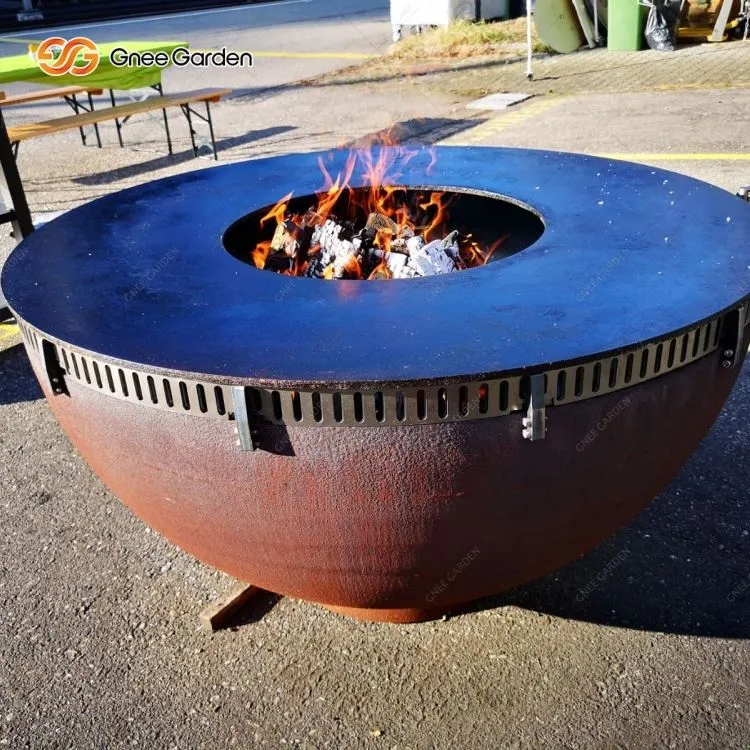 コールテンスチール屋外球状チャコールピットBBQ