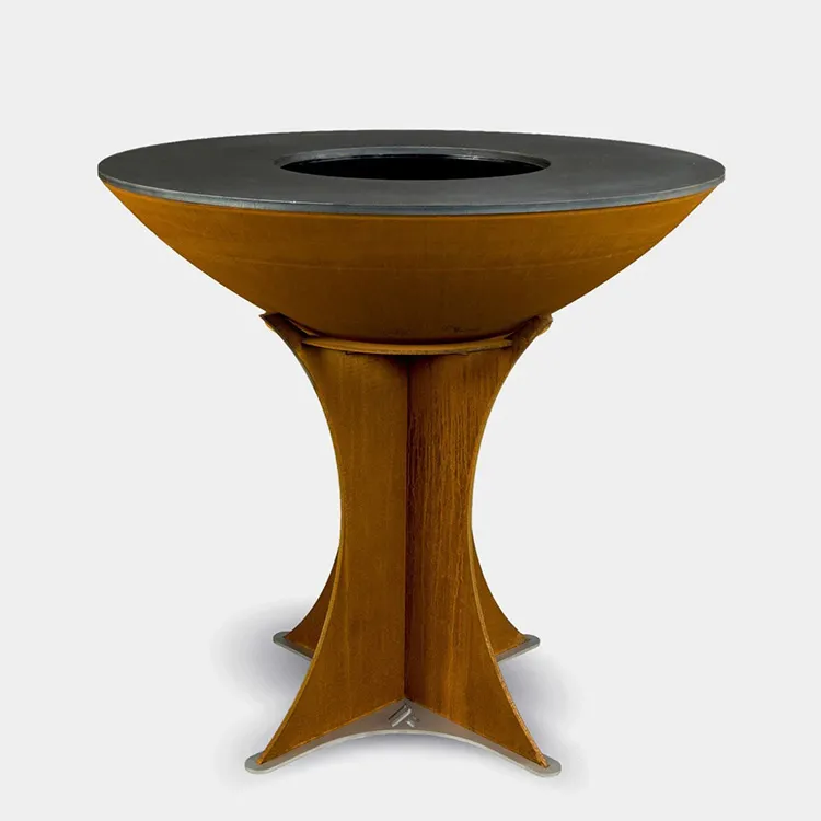 コルテン鋼屋外木製バーベキューグリル